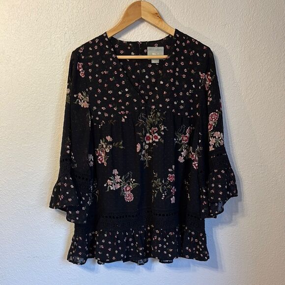 Anthropologie Maeve Steffy Bell Sleeve Blouse Medium - Picture 1 of 5
